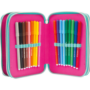 Astuccio 3 zip con corredo Flamingo - GoPop