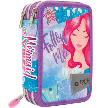 Astuccio 3 zip con corredo Mermaid - GoPop