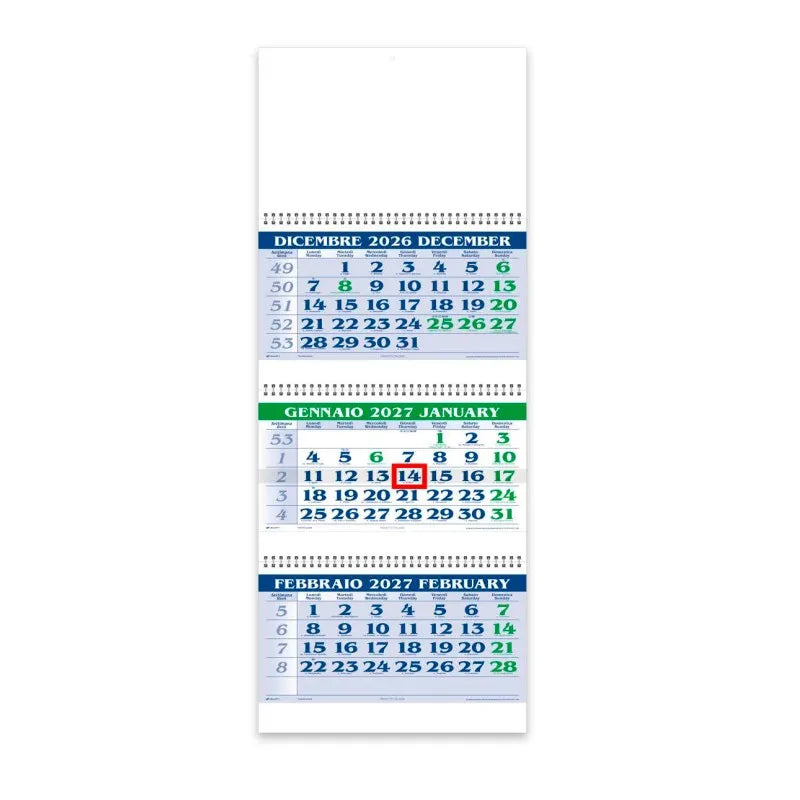 Calendario 2027 Trittico 31x80