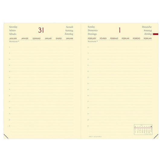 Agenda giornaliera Daily 21 Prestige 2027 - 13 x 21 cm - copertina Silk - bordeaux - Quo Vadis