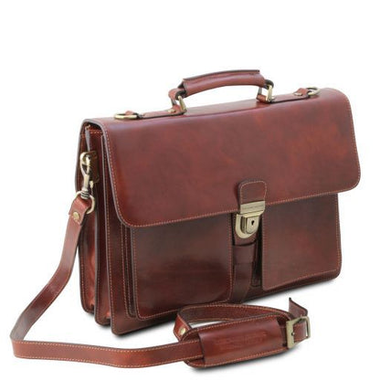 Borsa da Lavoro Assisi – Pelle Concia Vegetale | 3 Scomparti | Porta PC A4 - Tuscany Leather