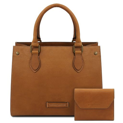 Borsa a Mano in Pelle e Portafoglio in Pelle - set Cipro - Tuscany Leather