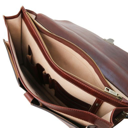 Borsa da Lavoro Assisi – Pelle Concia Vegetale | 3 Scomparti | Porta PC A4 - Tuscany Leather
