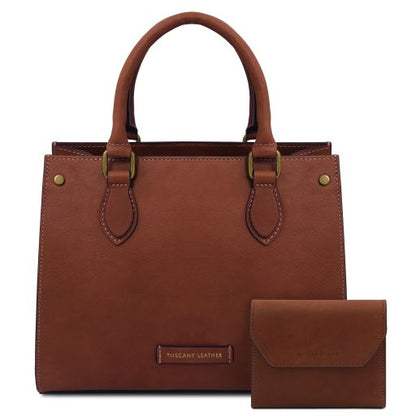 Borsa a Mano in Pelle e Portafoglio in Pelle - set Cipro - Tuscany Leather