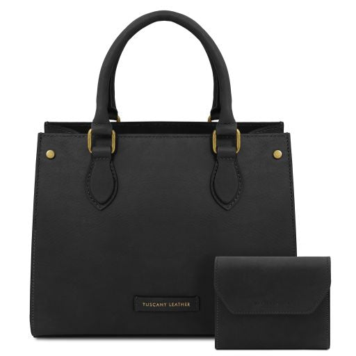Borsa a Mano in Pelle e Portafoglio in Pelle - set Cipro - Tuscany Leather