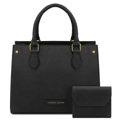 Borsa a Mano in Pelle e Portafoglio in Pelle - set Cipro - Tuscany Leather