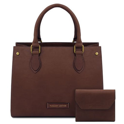 Borsa a Mano in Pelle e Portafoglio in Pelle - set Cipro - Tuscany Leather