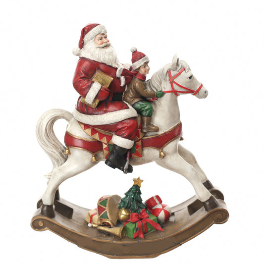 Cavallo a Dondolo H.34 cm con Babbo Natale