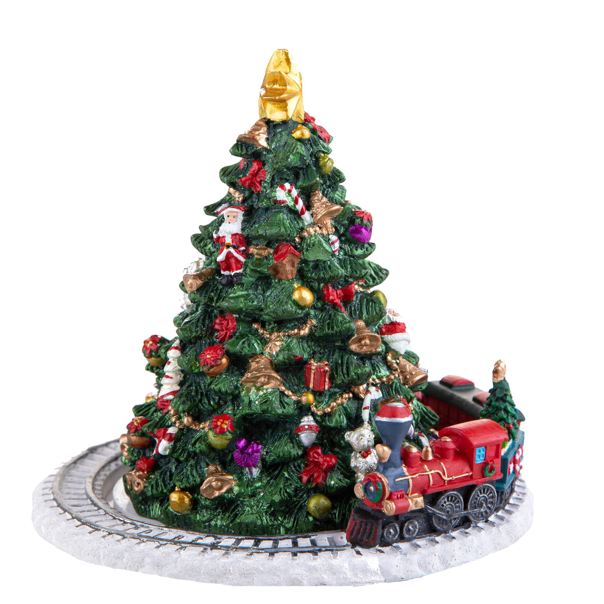 Abete 16x16 cm altezza 16 cm con carillon e treno