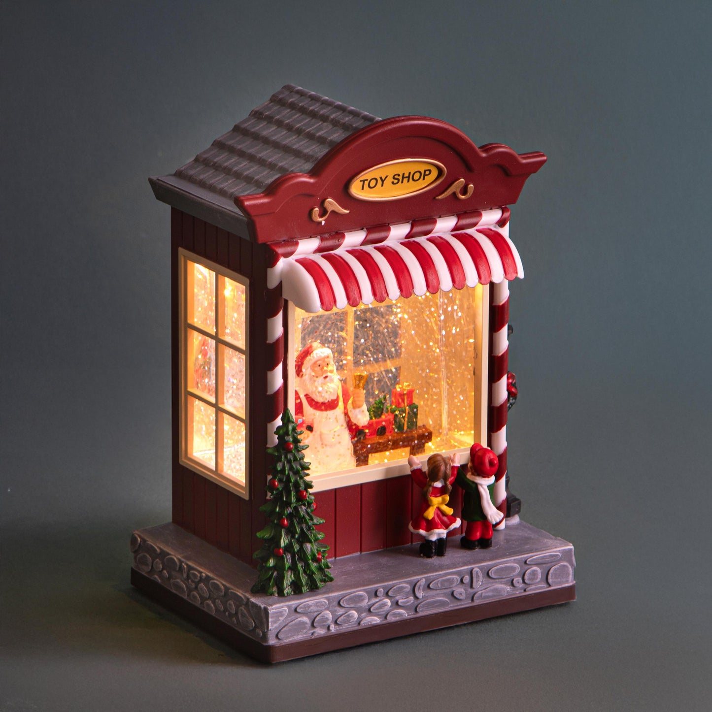 villaggio di natale con babbo natale led e musica 22,5 cm