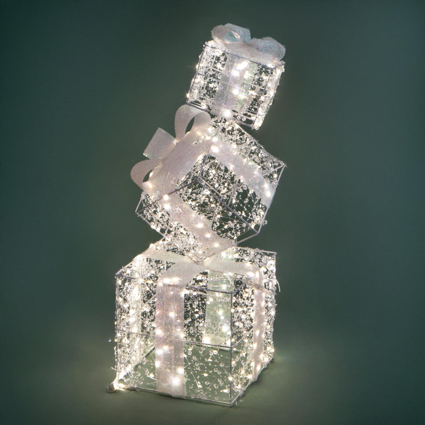 Colonna luminosa con pacchi, 350 LED luce calda, altezza 72 cm, per esterno